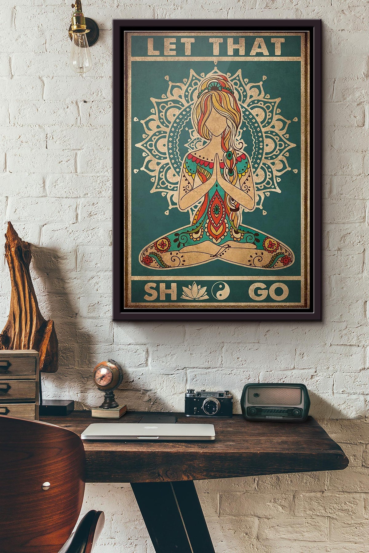 Yoga Let That Shit Go Poster Framed Matte Canvas
