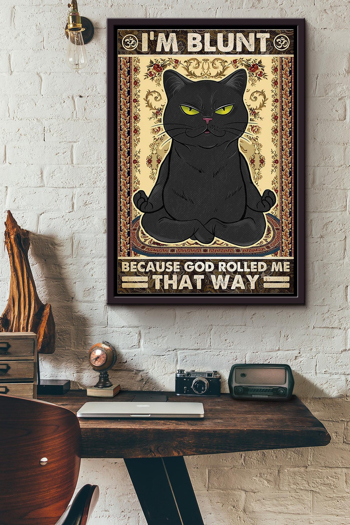 Yoga Cat Im Blunt Framed Matte Canvas