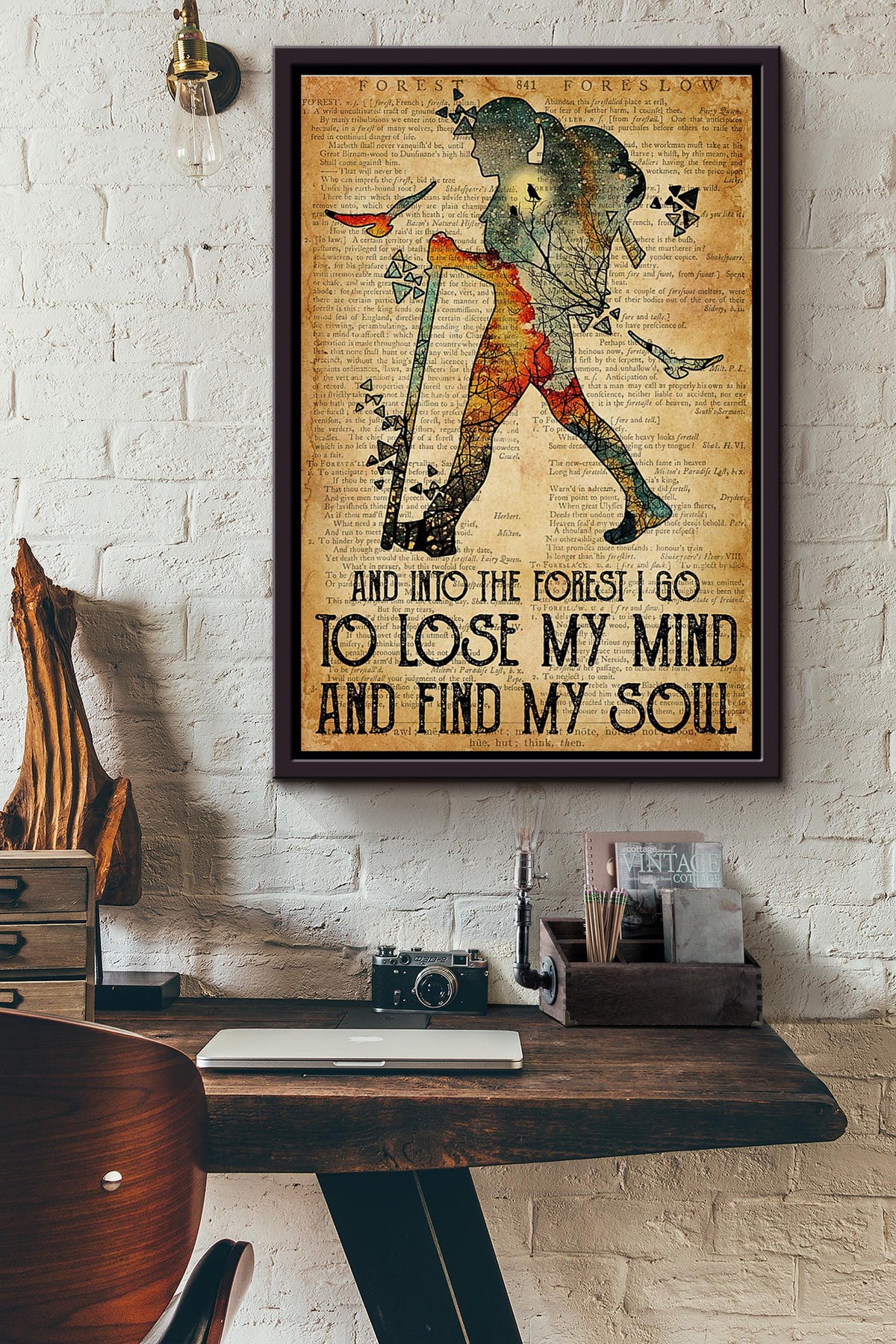 Camping Always Take The Scenic Route Dictionary Poster Framed Matte Canvas