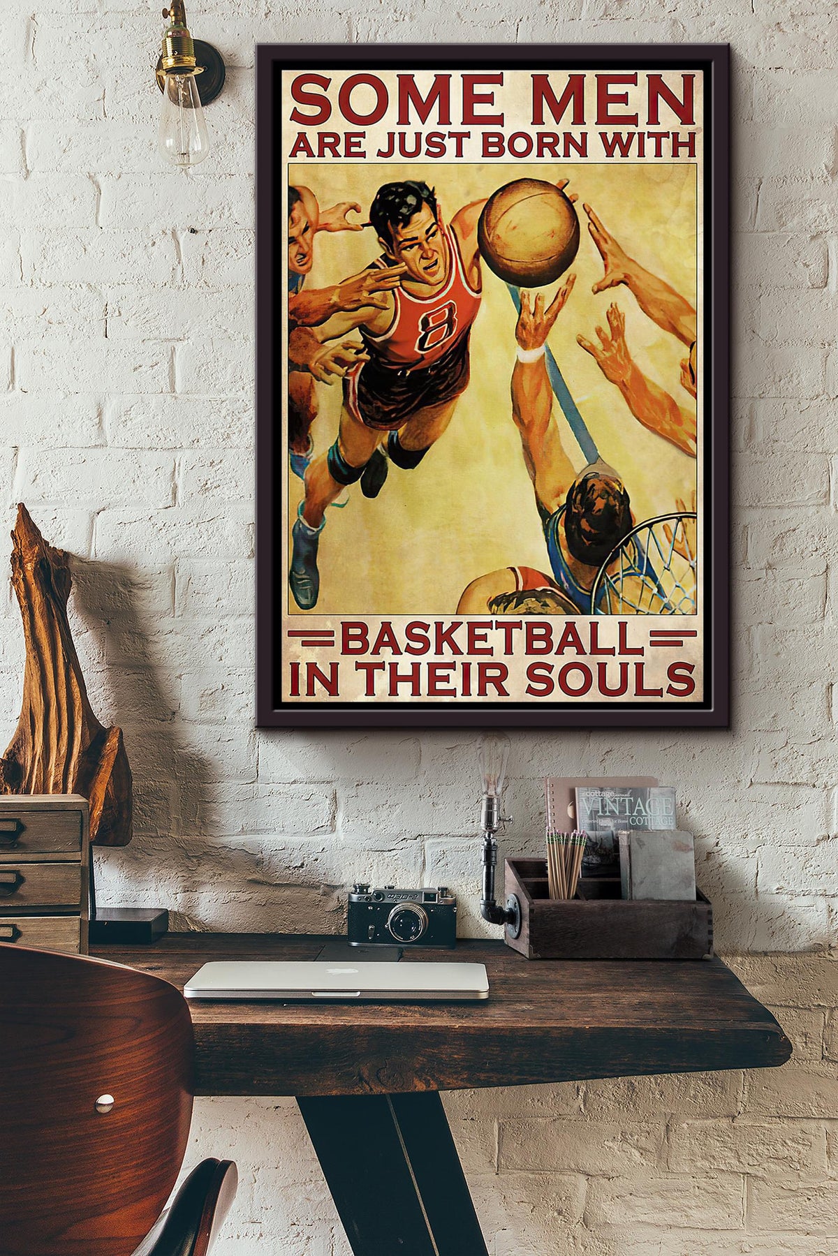 Some Men Are Just Born With Basketball In Their Souls Poster Framed Matte Canvas