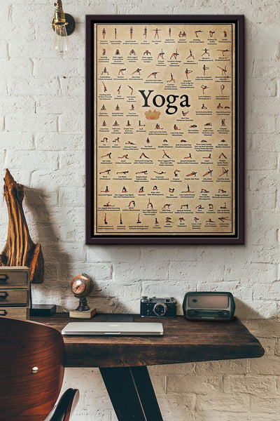 Yoga Poses Poster Framed Matte Canvas