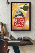 Reading Books Be Kind To Your Mind Sunburst Poster Framed Matte Canvas
