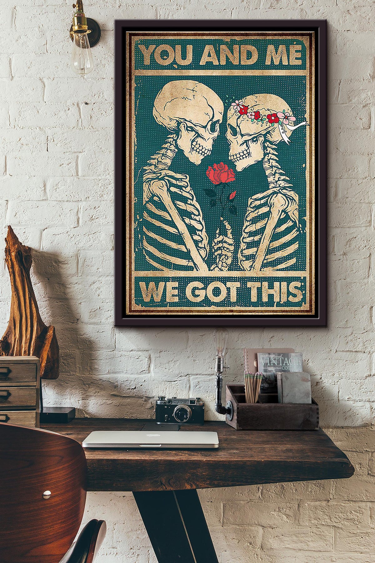 Skeleton Couple You And Me We Got This Poster Framed Matte Canvas
