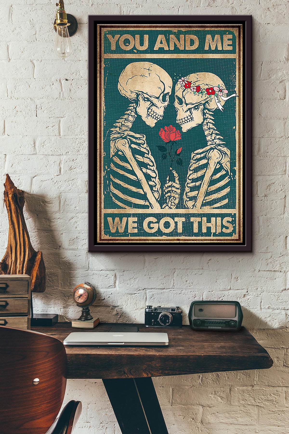 Skeleton Couple You And Me We Got This Poster Framed Matte Canvas