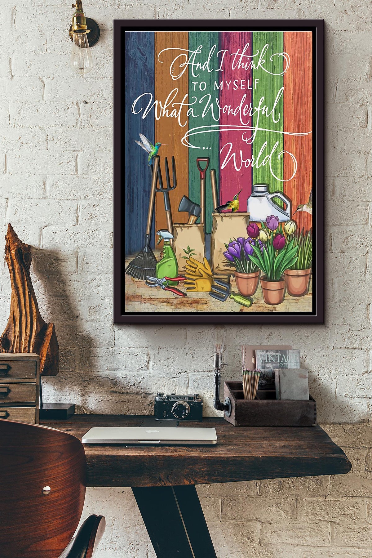 Wonderful World Gardening Framed Matte Canvas