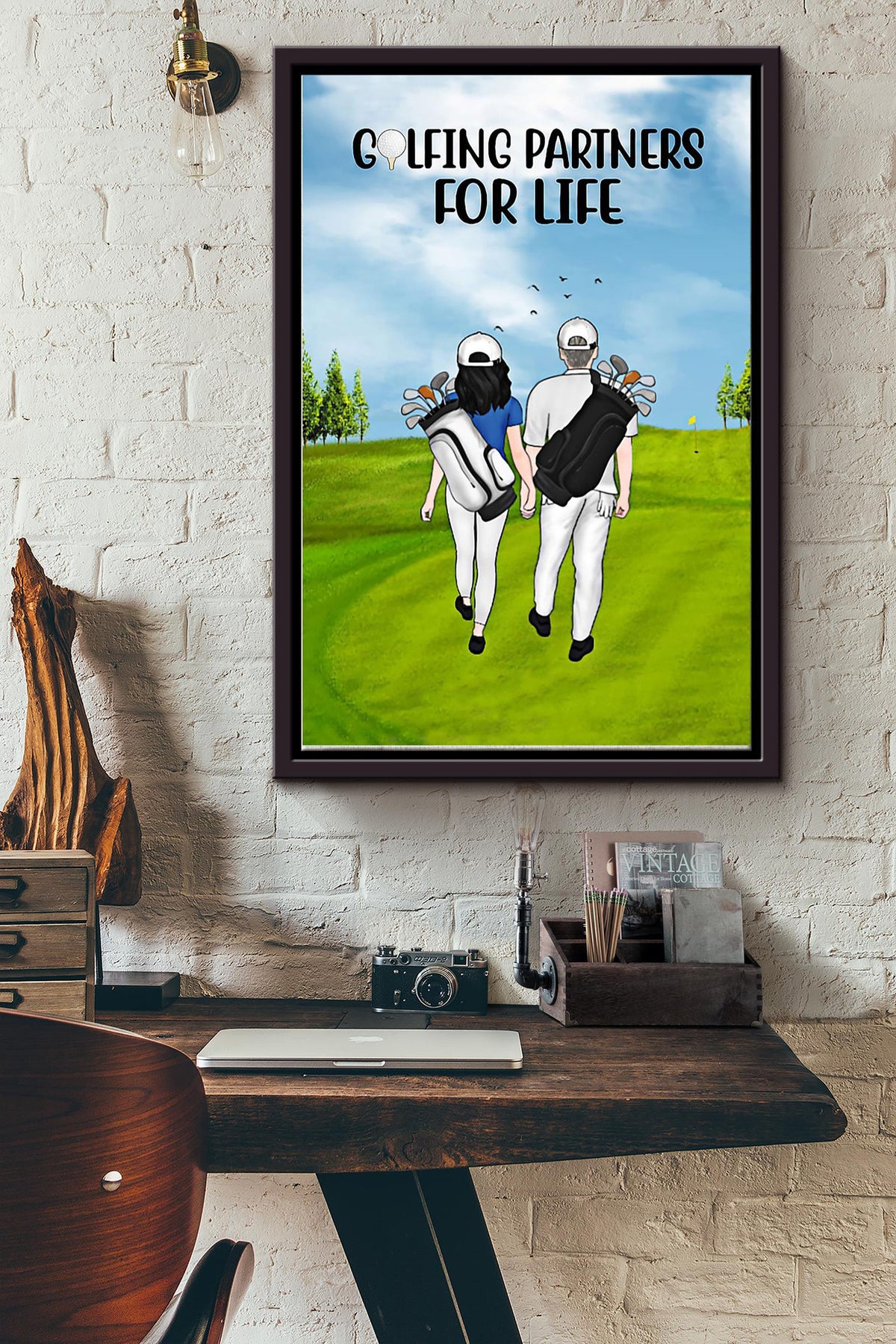 Golf Golfing Partners For Life Framed Matte Canvas