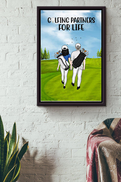 Golf Golfing Partners For Life Framed Matte Canvas