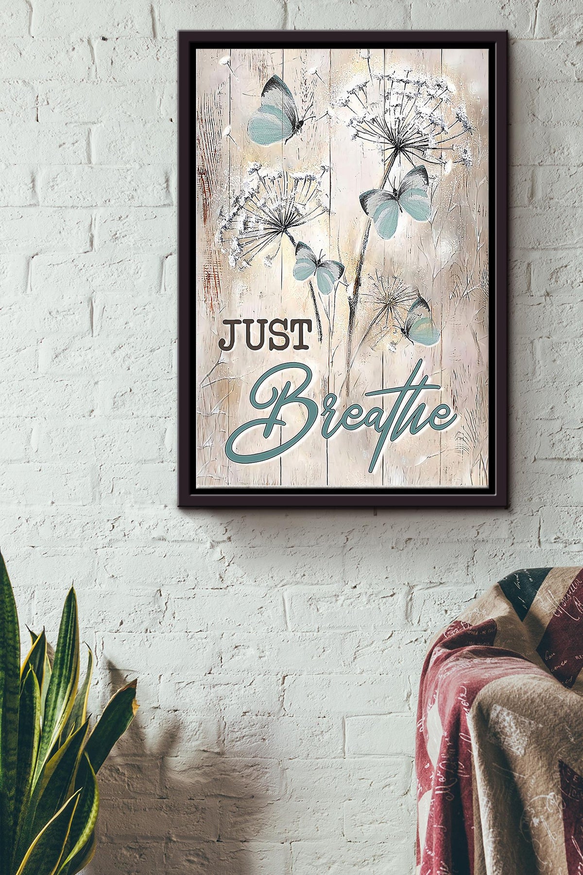 Butterfly Just Breathe Framed Matte Canvas