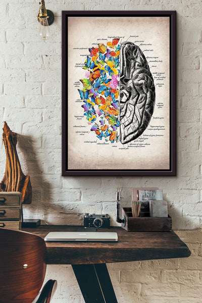 Butterfly Brain Framed Matte Canvas