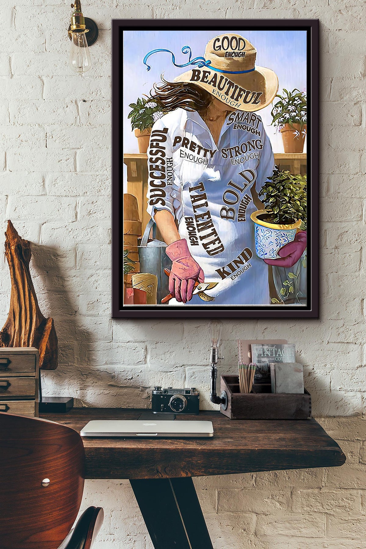 Gardening Female Gardener Framed Matte Canvas