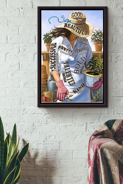 Gardening Female Gardener Framed Matte Canvas