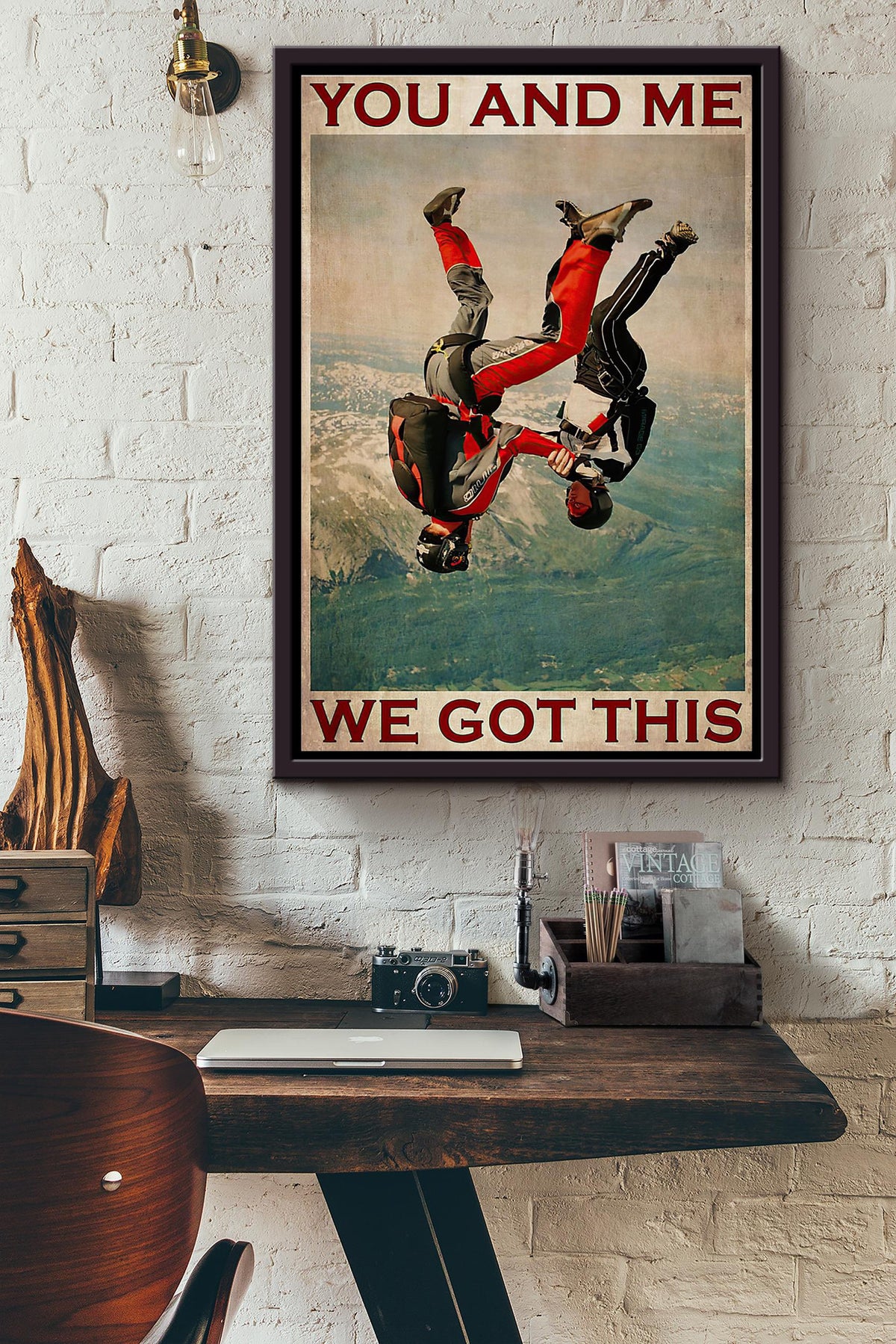 Skydiving Couple You And Me We Got This Poster Framed Matte Canvas