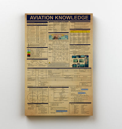 Aviation Knowledge Basic Information Poster - Aviation Knowledge Wall Art - Gift For Flight Engineer Control Tower Worker Pilot Framed Matte Canvas Framed Prints, Canvas