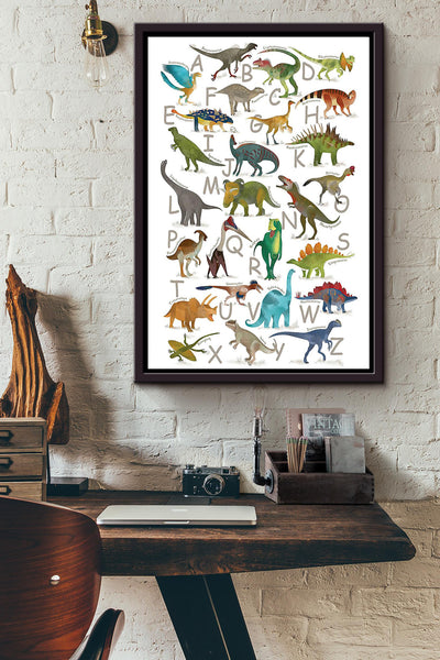 Dinosaur Alphabet Teacher Poster Framed Matte Canvas