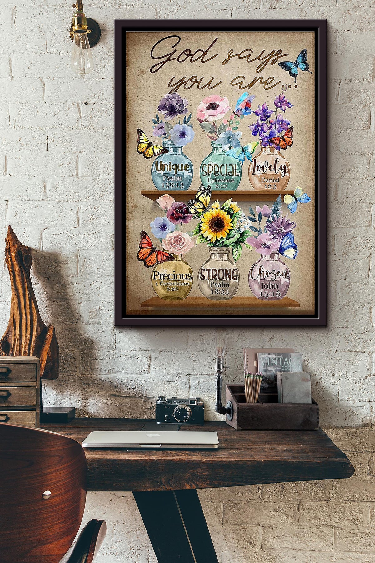 Butterfly God Say You Are Precious Framed Matte Canvas