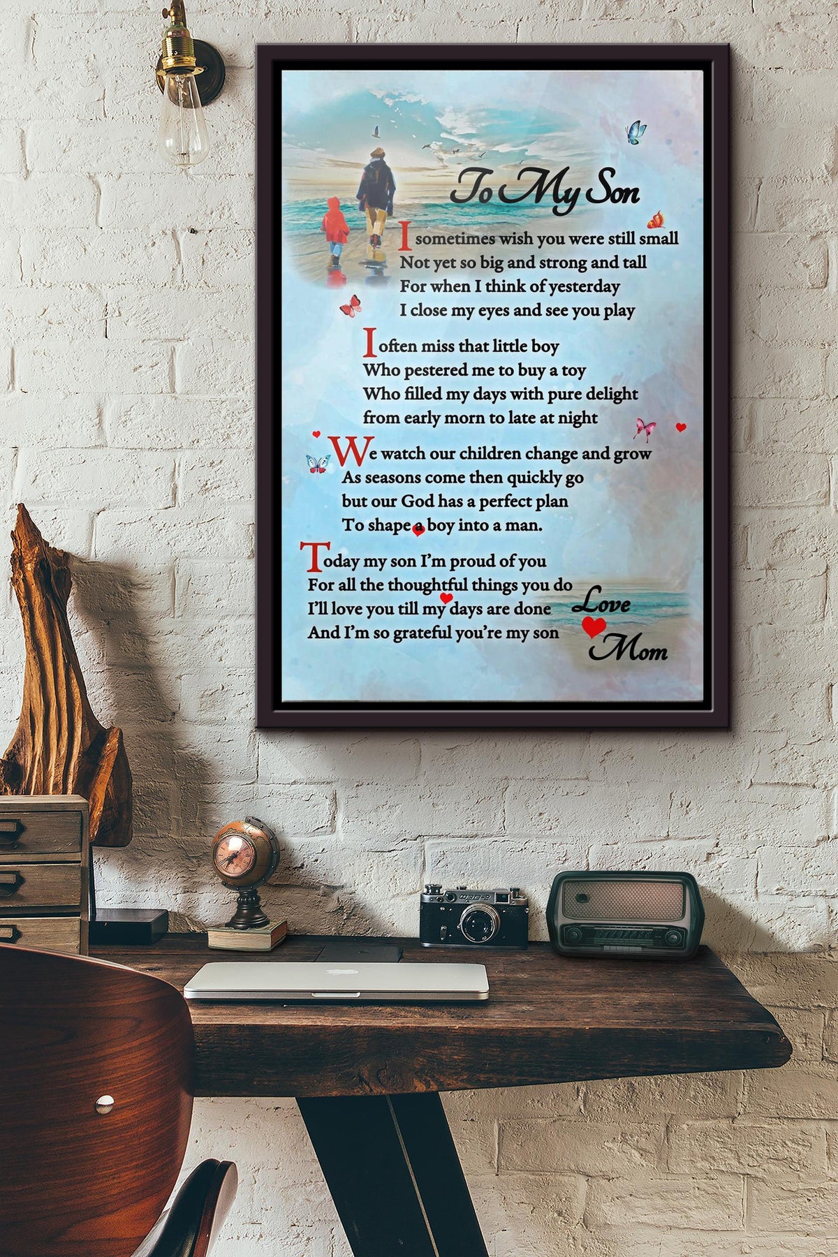 To My Son Mom Prints And Poster Framed Matte Canvas