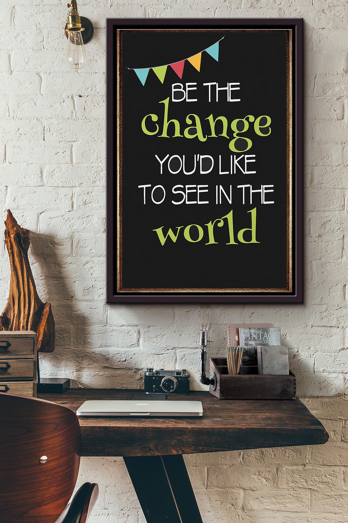 Be The Change Youd Like To See In The World Teacher Poster Framed Matte Canvas