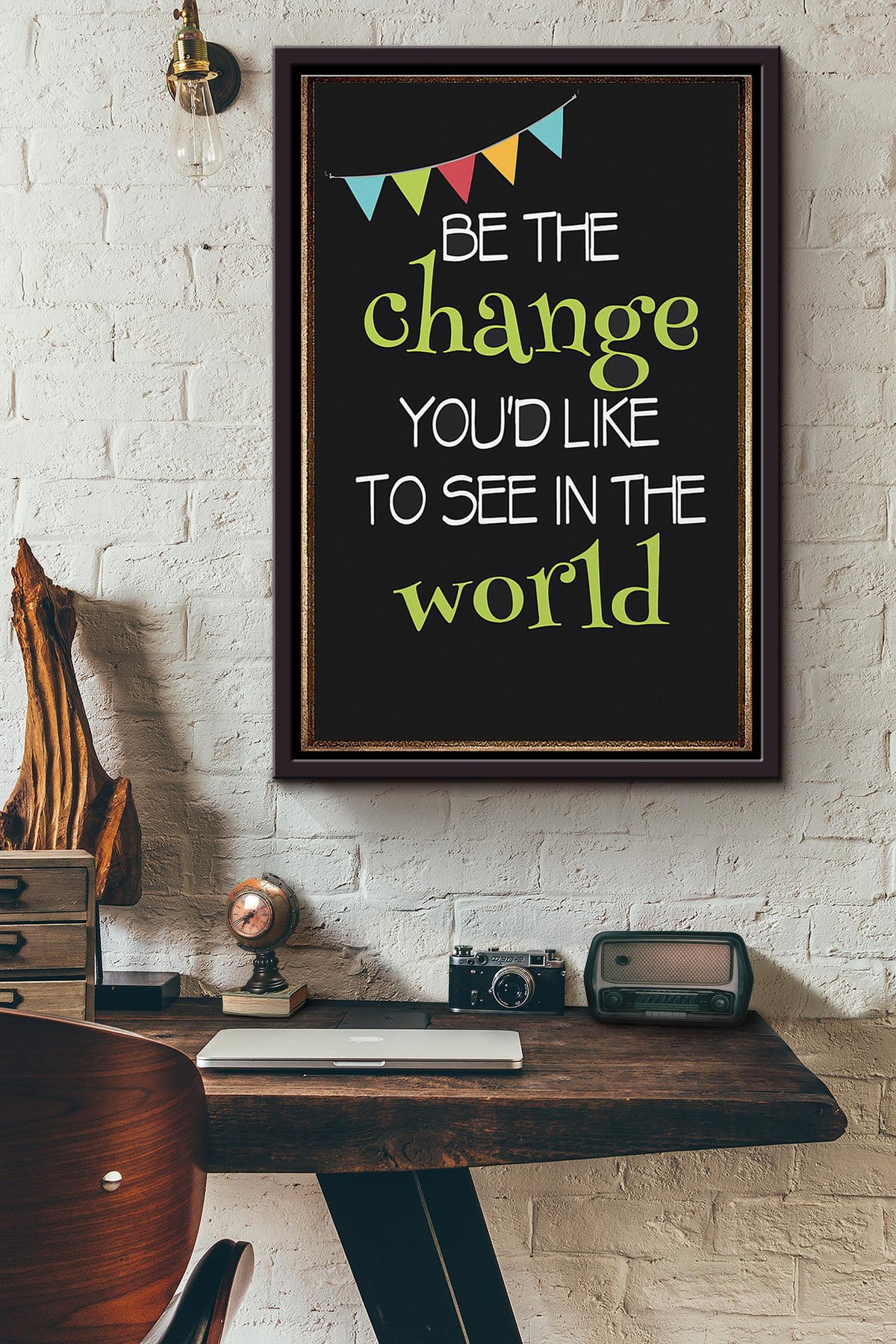 Be The Change Youd Like To See In The World Teacher Poster Framed Matte Canvas