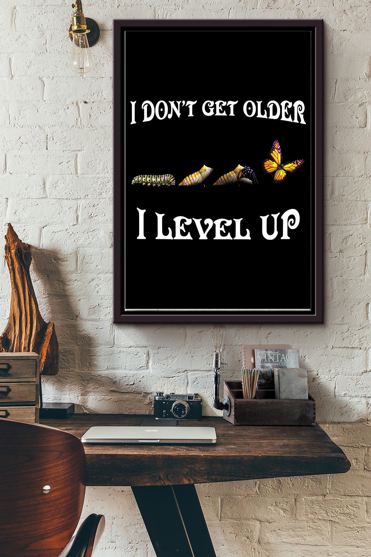 Butterfly I Level Up Insects Bugs Lovers Framed Matte Canvas