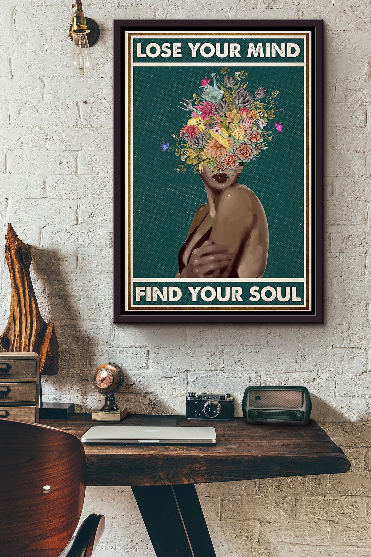 Gardening Flowers Head Lose Your Mind Find Your Soul Poster Framed Matte Canvas