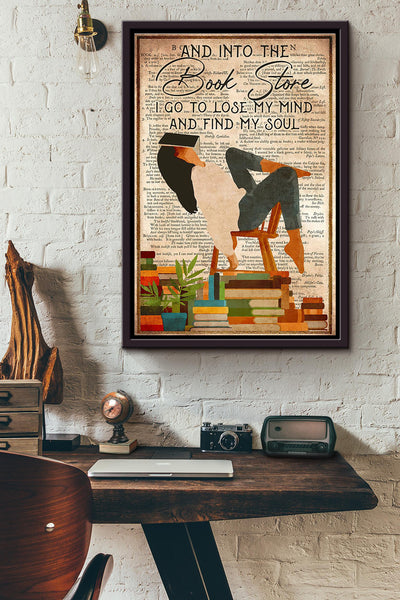 Sleeping Reading Into The Book Store I Lose My Mind Dictionary Poster Framed Matte Canvas