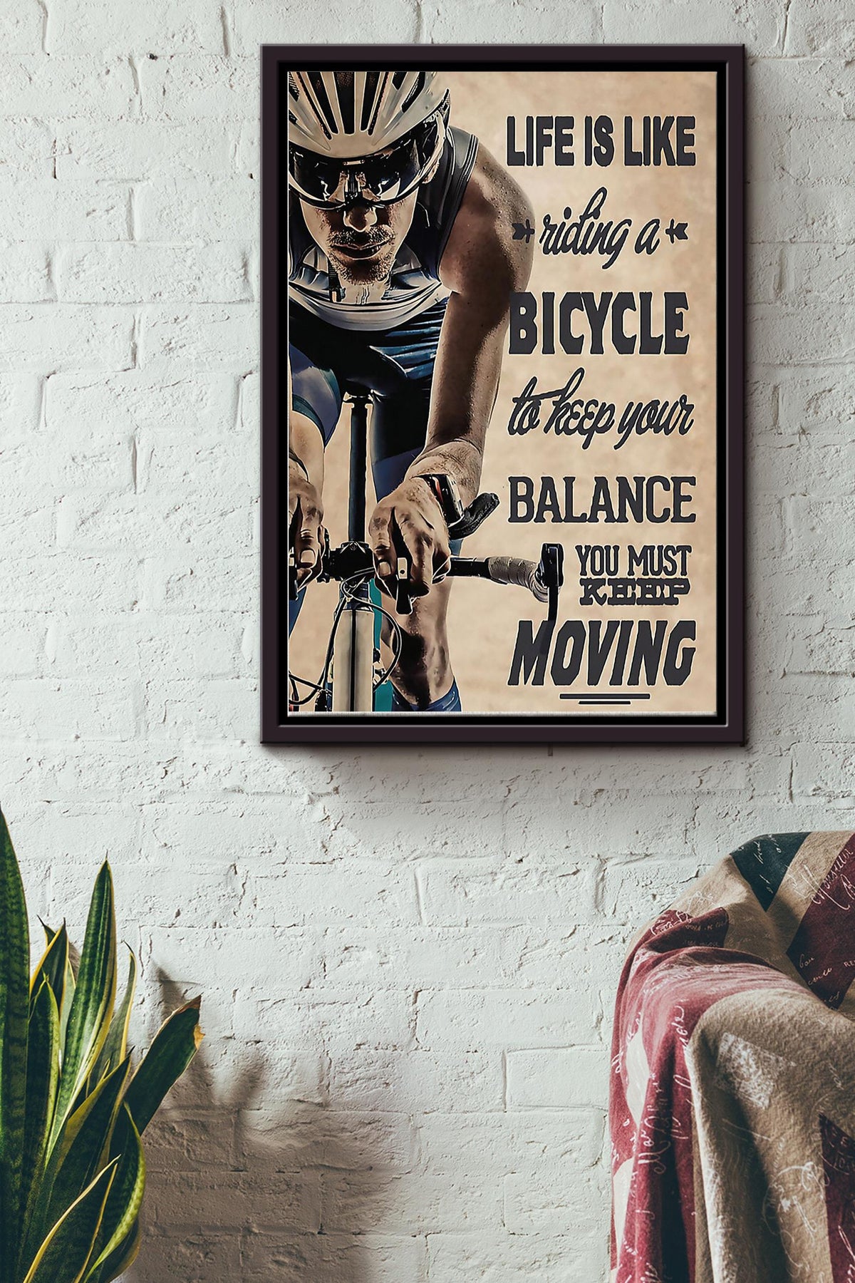 Cycling Life Is Like Riding Bicycle Poster - Sport Wall Art Canvas - Gift For Boy Men Male Father Fathers Day Boys Day Athletes Sportman Sport Lover Bicycle Repair Shop Framed Matte Canvas Framed Prints, Canvas