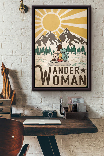 Camping Wander Woman Poster Framed Matte Canvas