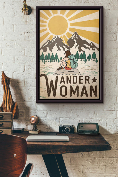 Camping Wander Woman Poster Framed Matte Canvas