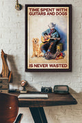 Time Spent With Guitars And Dogs Is Never Wasted Framed Matte Canvas