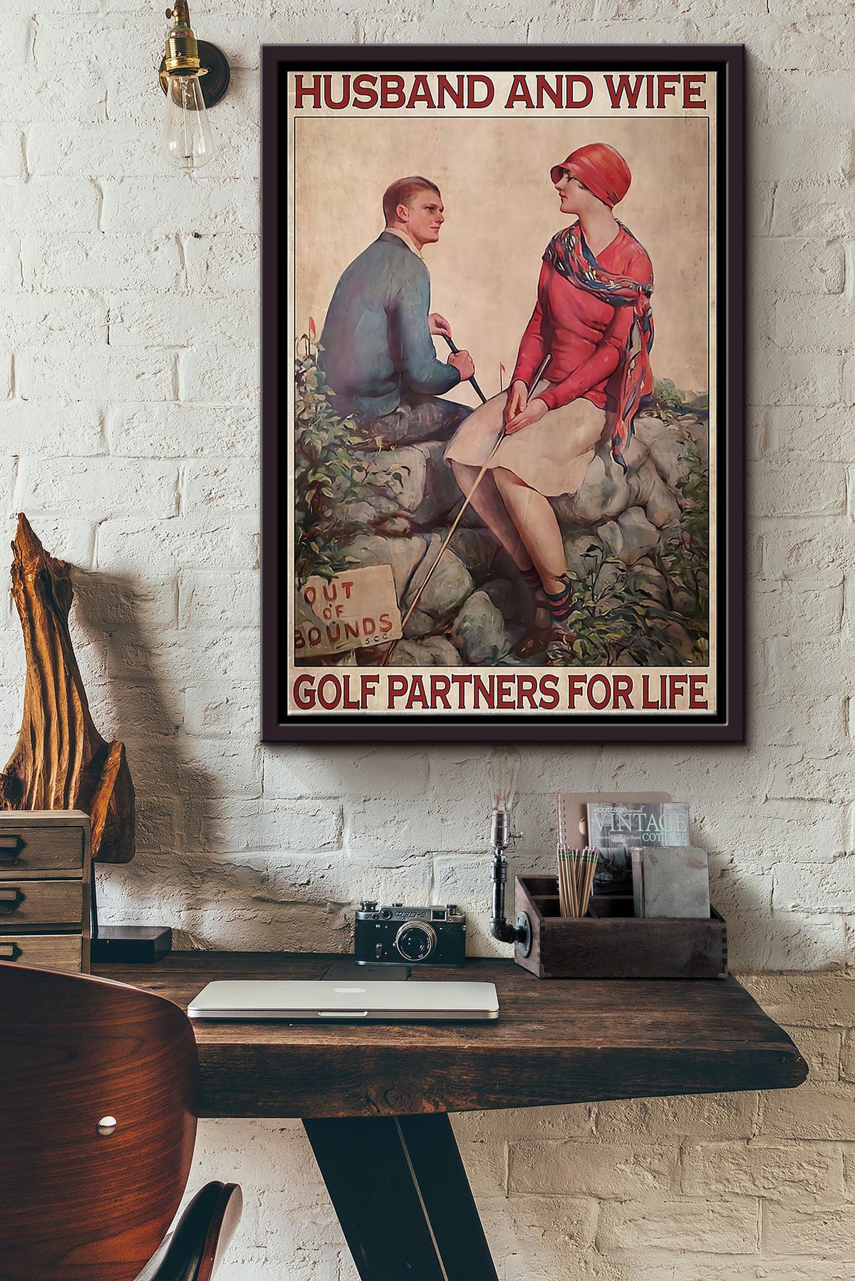 Golf Husband And Wife Framed Matte Canvas
