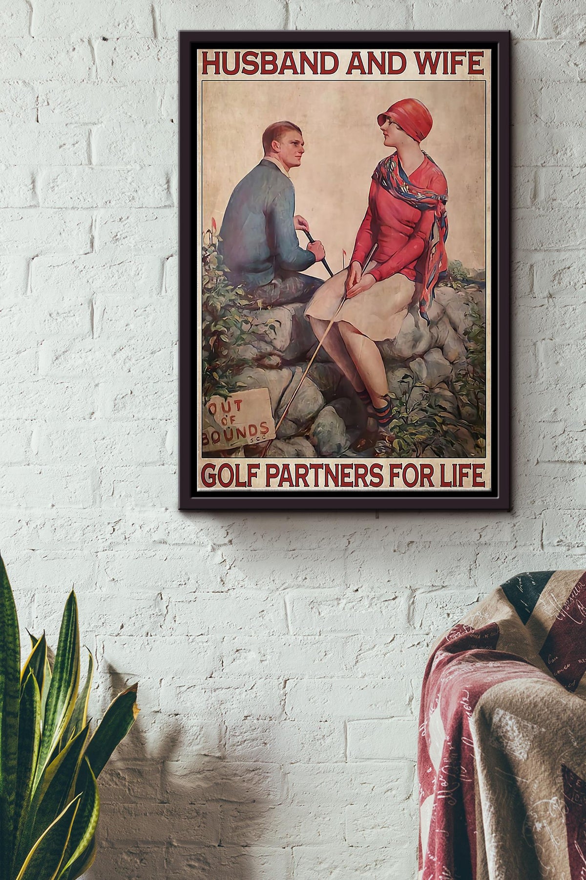 Golf Husband And Wife Framed Matte Canvas