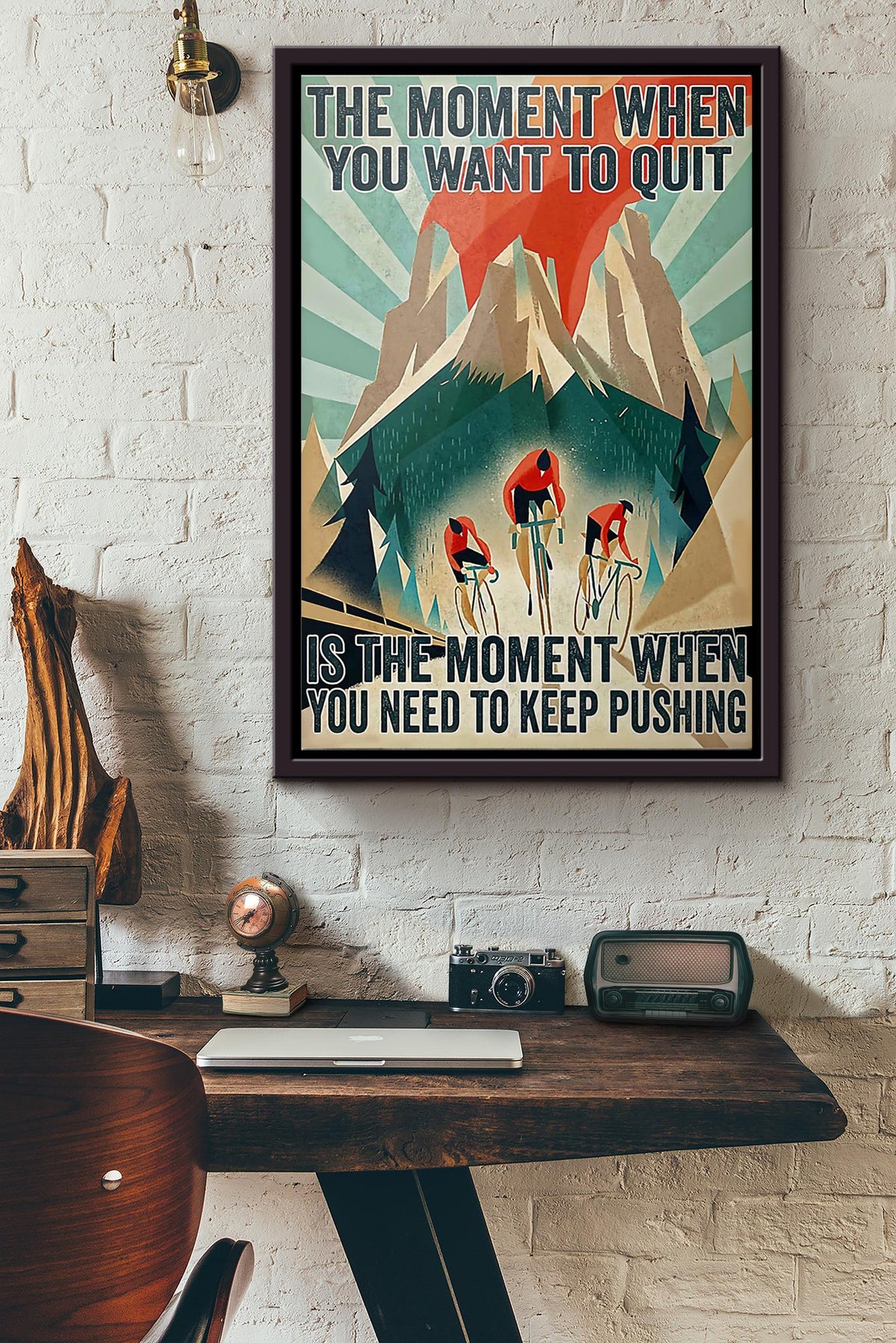 Cycling The Moment When You Want To Quit Poster Framed Matte Canvas