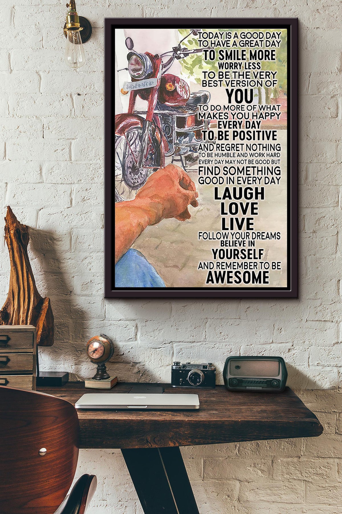 Motorcycle Traveling To Day Is A Good Day To Have A Great Day Poster Framed Matte Canvas