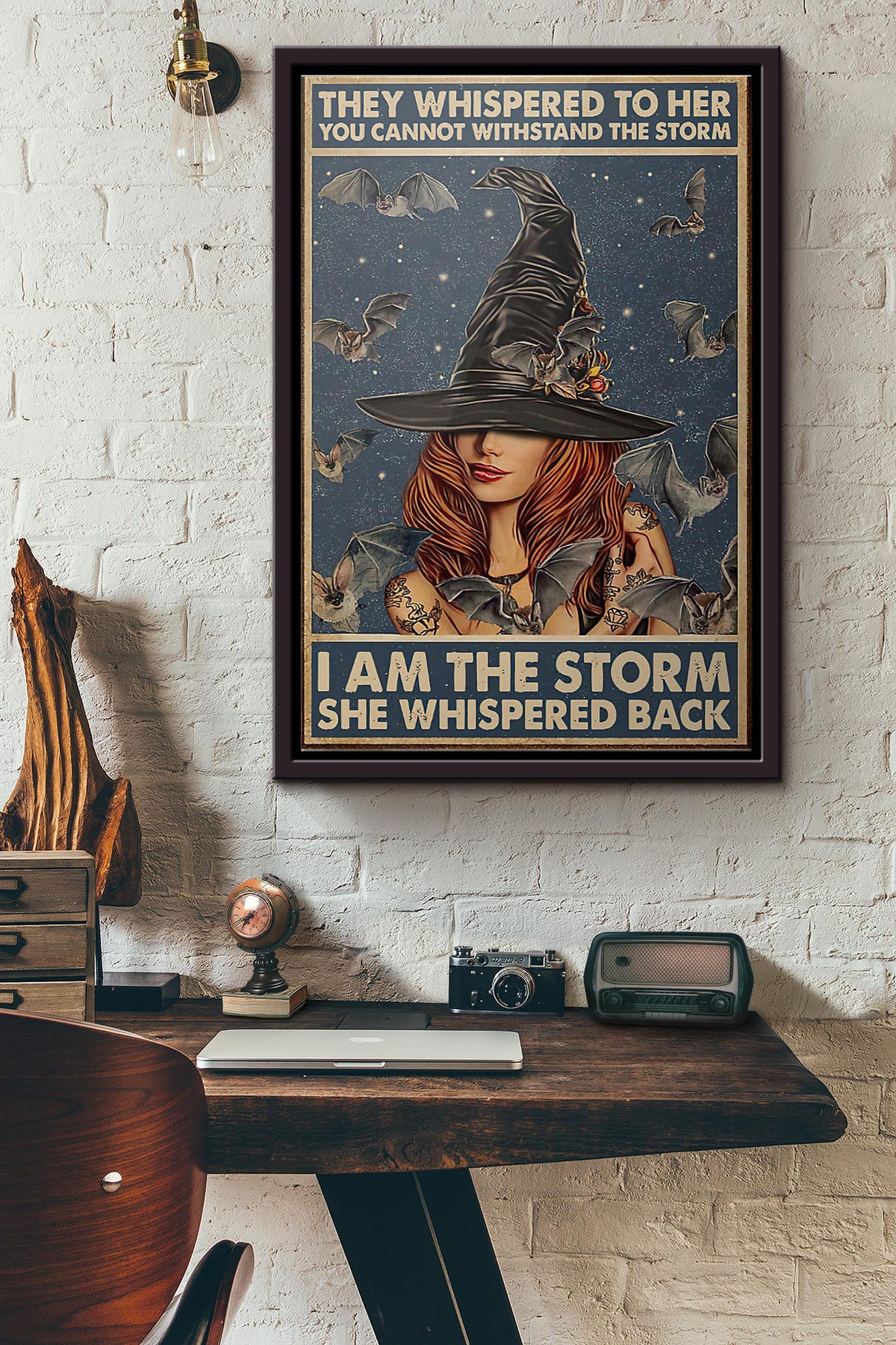 Halloween Witch They Whispered To Her You Cannot Withstand The Storm I Am The Storm She Whispered Back Poster Framed Matte Canvas