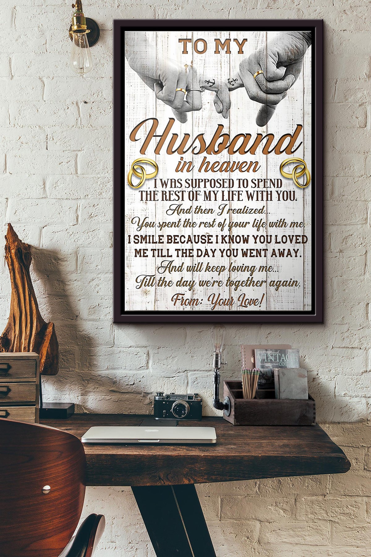 To My Husband In Heaven Poster Framed Matte Canvas