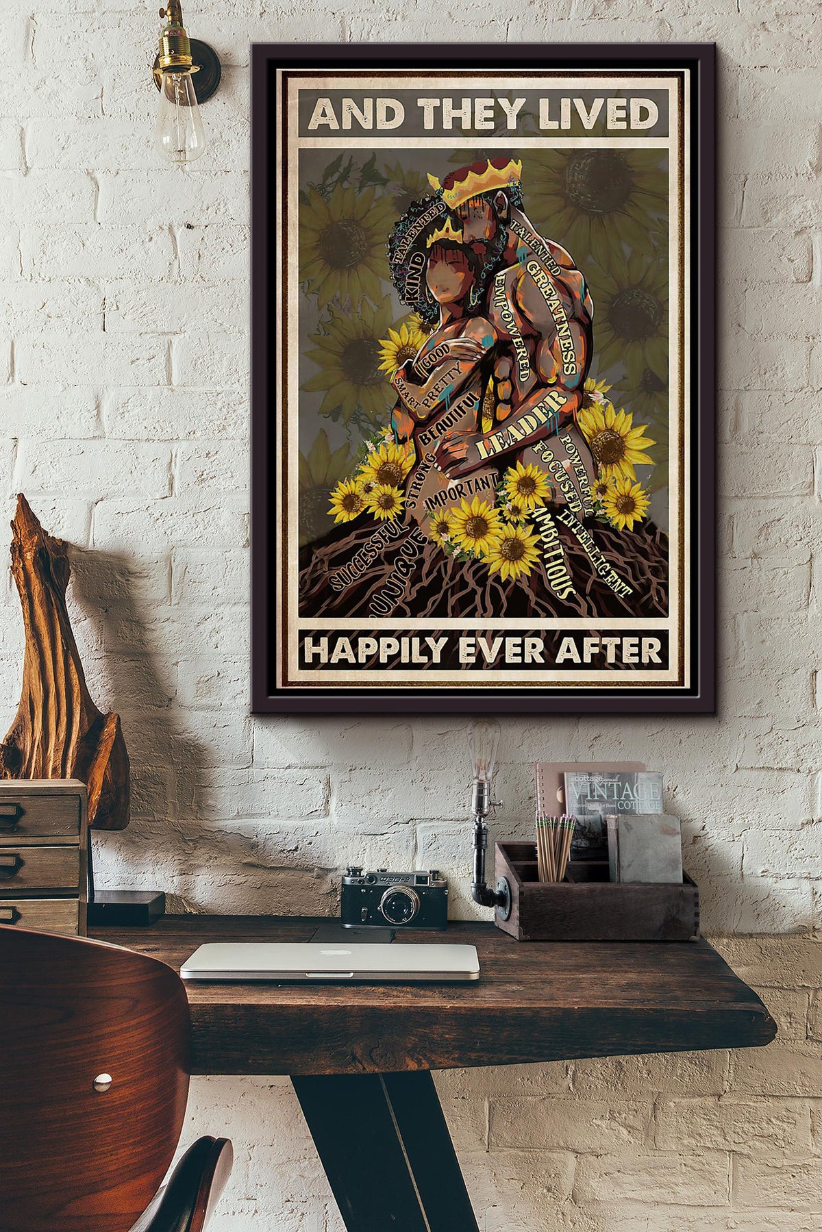 Black Root Couple They Lived Happily Ver 2 Poster Framed Matte Canvas
