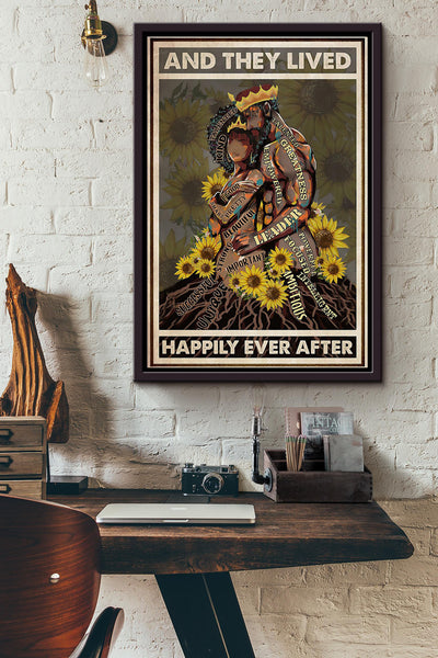 Black Root Couple They Lived Happily Ver 2 Poster Framed Matte Canvas