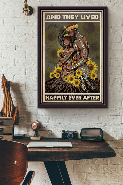 Black Root Couple They Lived Happily Ver 2 Poster Framed Matte Canvas