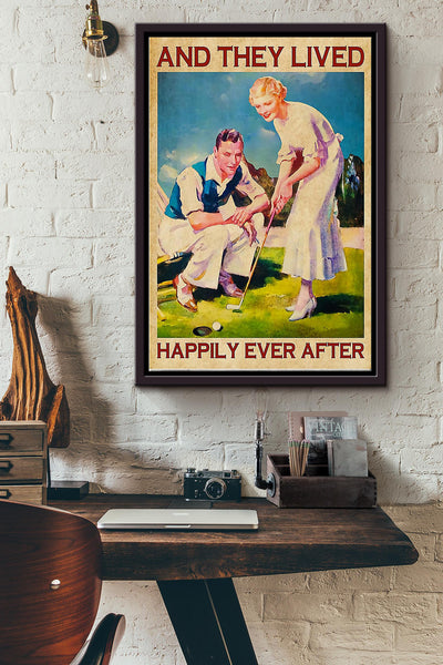Golf Happy Life Framed Matte Canvas