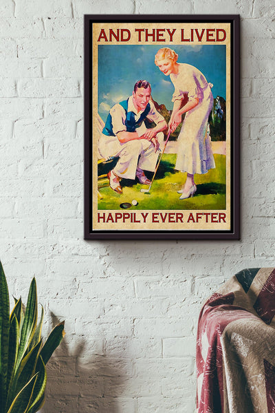 Golf Happy Life Framed Matte Canvas