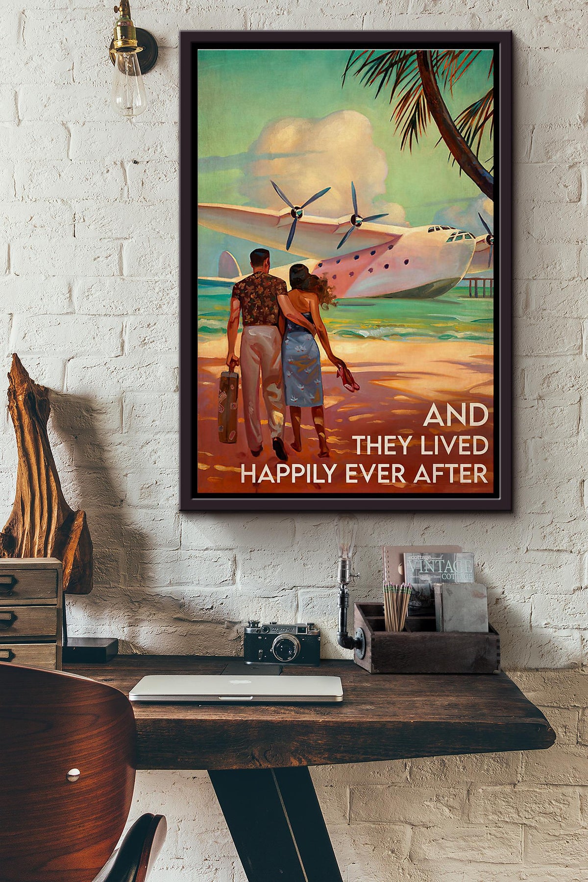 Travelling Couple They Lived Happily Ever After Poster Framed Matte Canvas