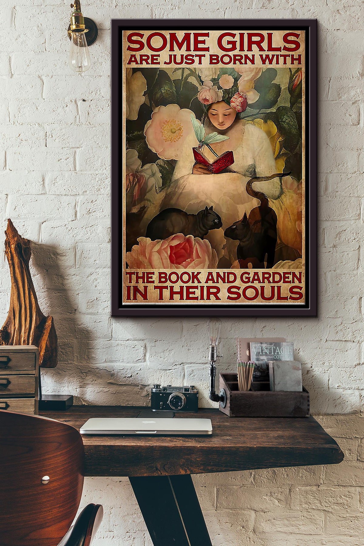 Gardening Girls Are Born With The Book And Garden Framed Matte Canvas