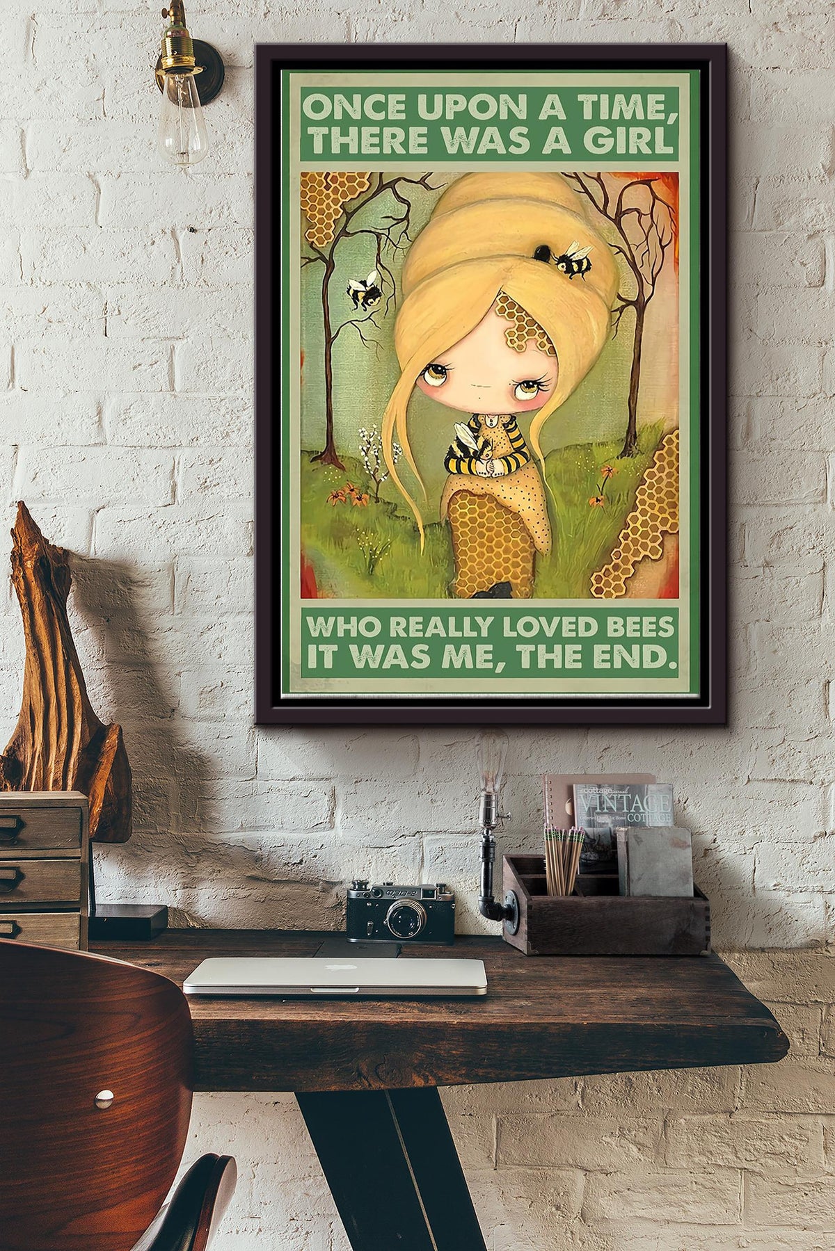 There Was A Girl Who Really Loved Bees Framed Matte Canvas