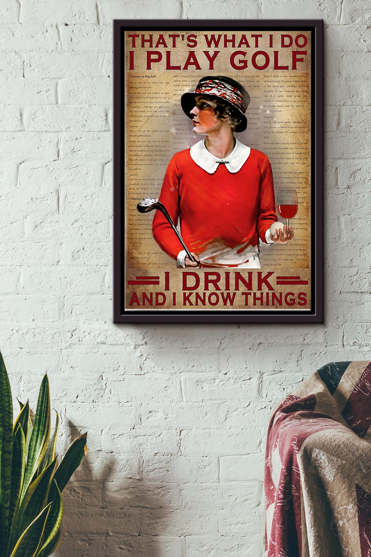 Golf I Drink And I Know Things Framed Matte Canvas