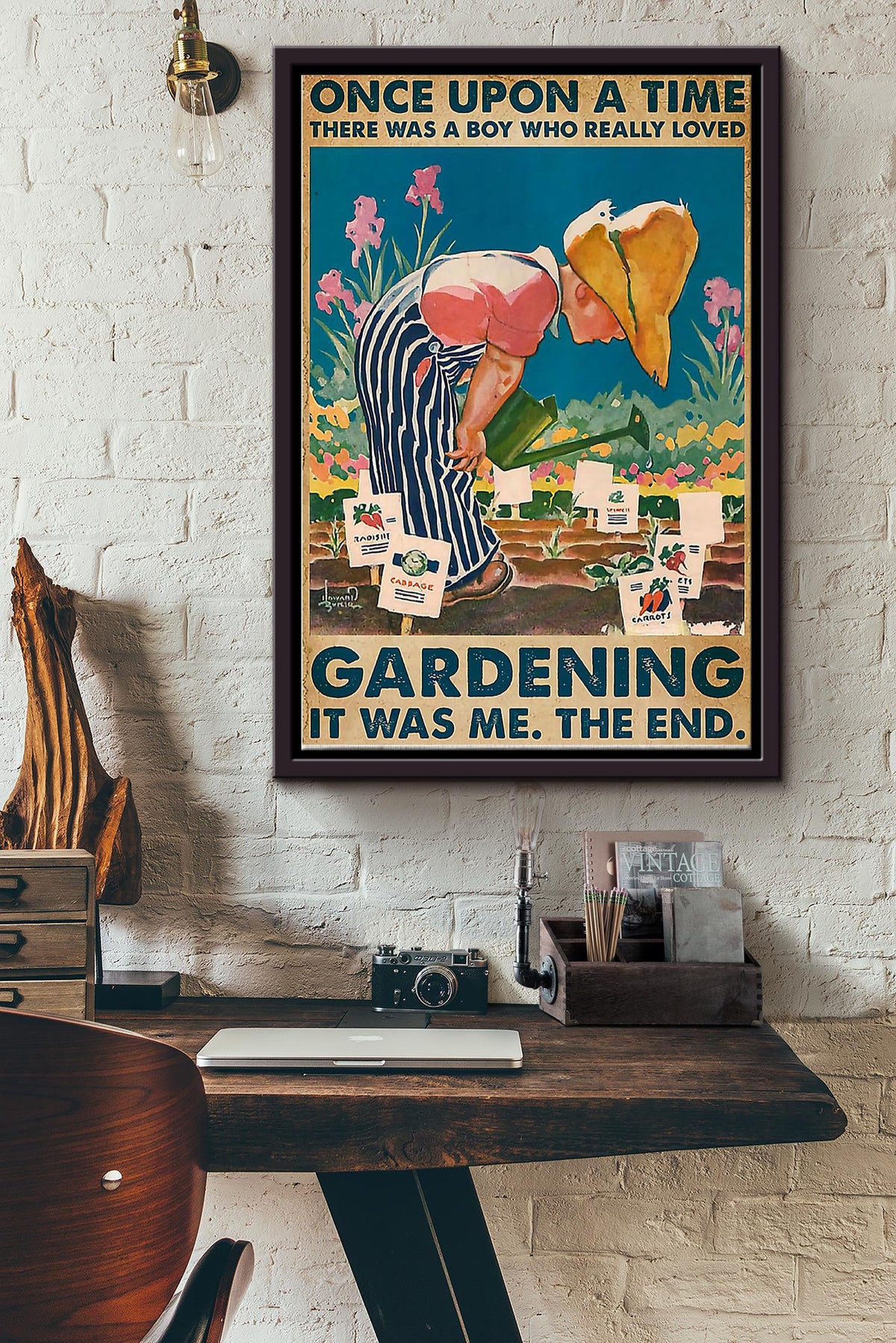 There Was A Boy Who Really Loved Gardening Framed Matte Canvas