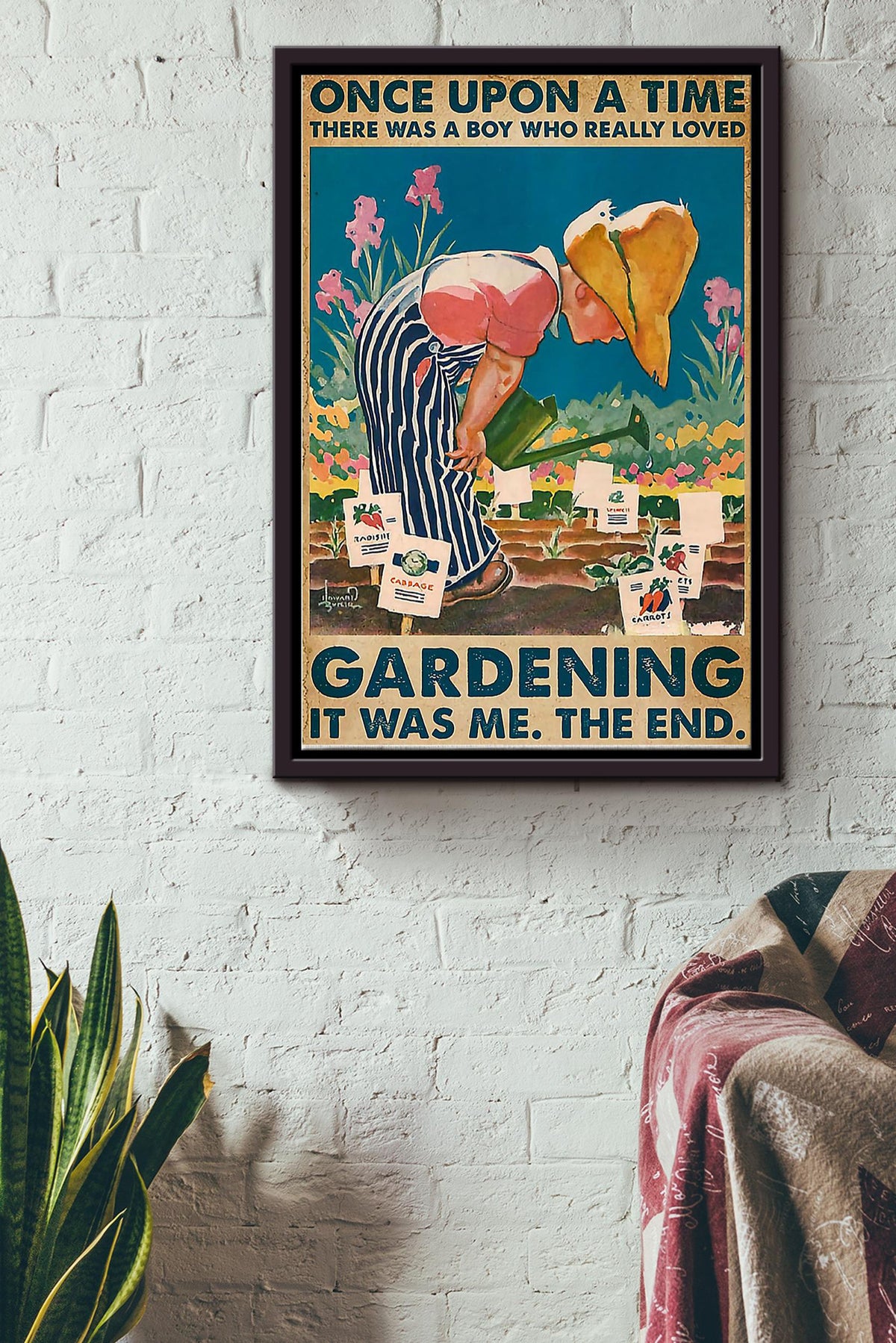There Was A Boy Who Really Loved Gardening Framed Matte Canvas