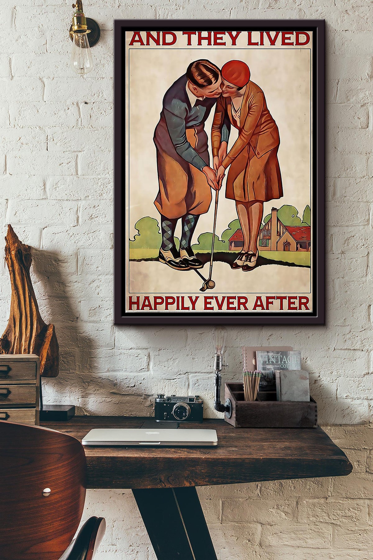 Golf Happily Ever After Framed Matte Canvas