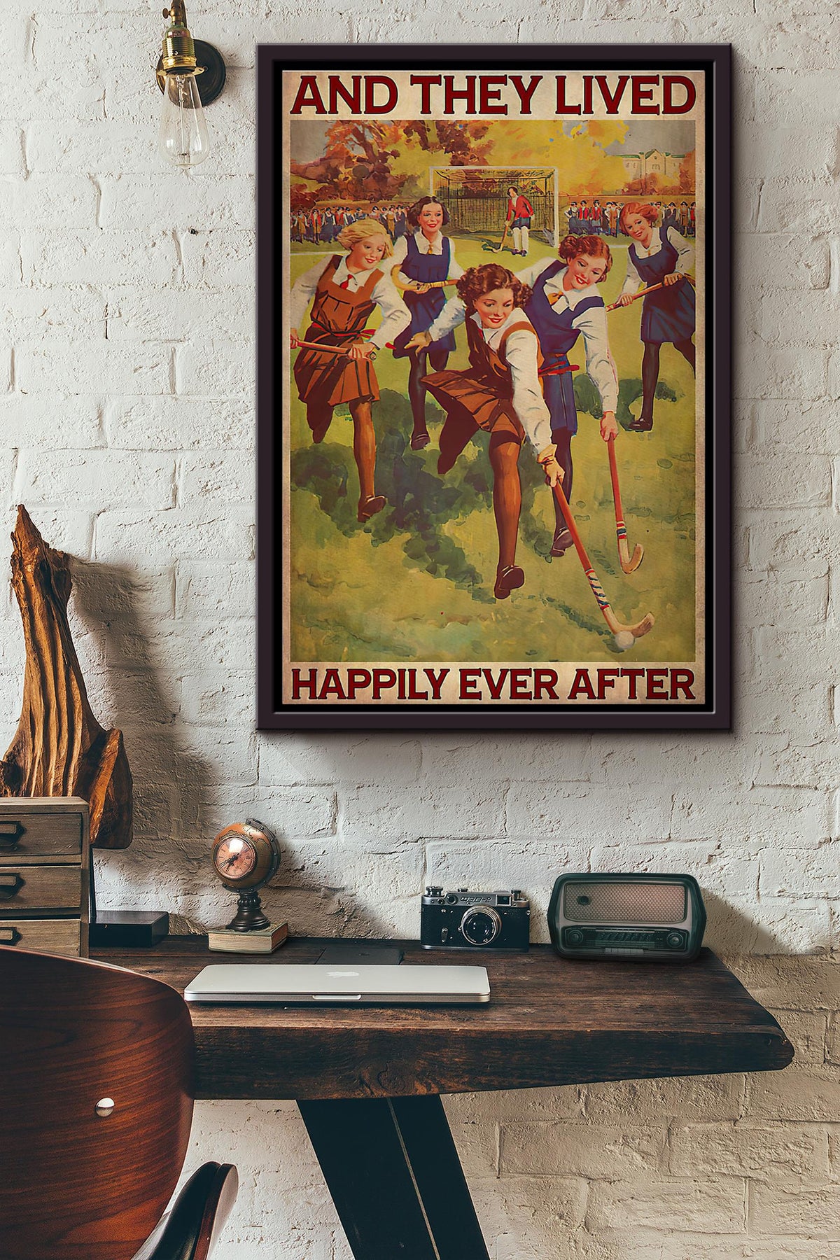 Female Field Hockey And They Lived Happily Poster Framed Matte Canvas