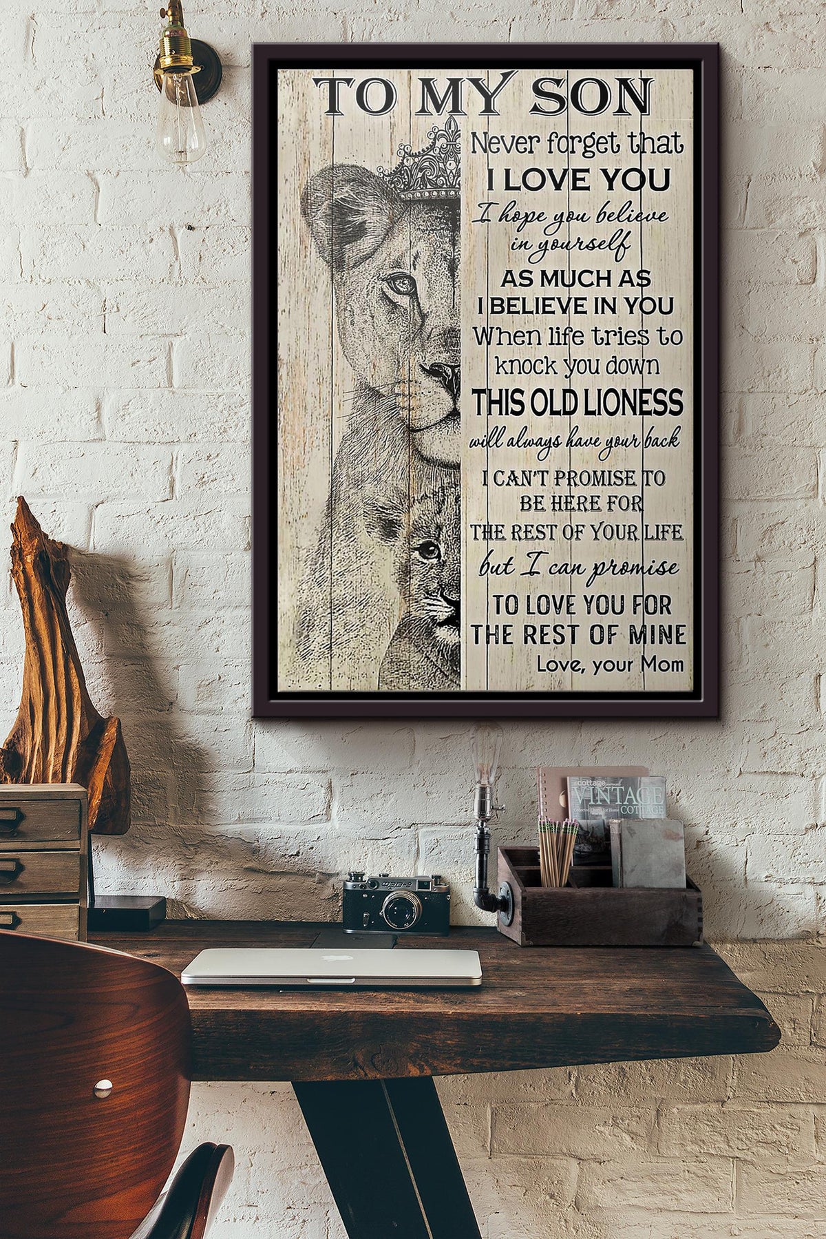 Lion To My Son Your Mom And Poster Framed Matte Canvas