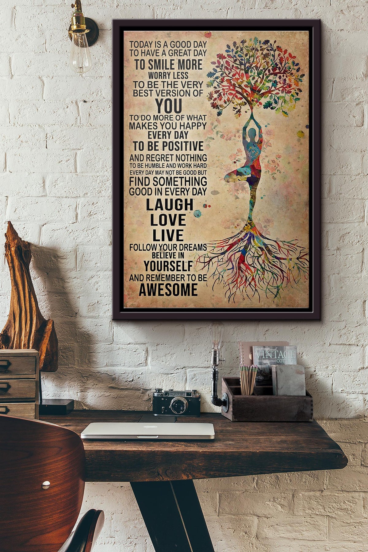 Yoga Today Is Good Day Poster Framed Matte Canvas